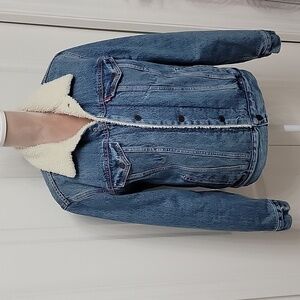 Levi's, Size S Sherpa Lined Denim Trucker Jacket.  Gently Used Condition